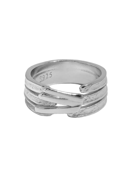 White gold [No. 11 adjustable] 925 Sterling Silver Geometric Vintage Stackable Ring